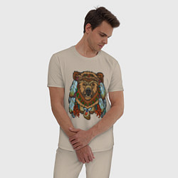 Пижама хлопковая мужская Славянский медведь, цвет: миндальный — фото 2