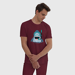 Пижама хлопковая мужская Акула дайвер, цвет: меланж-бордовый — фото 2