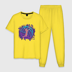 Пижама хлопковая мужская Violet Volleyball, цвет: желтый