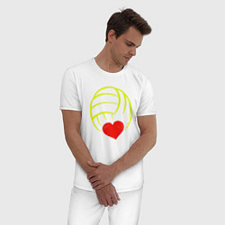 Пижама хлопковая мужская Volleyball Heart, цвет: белый — фото 2