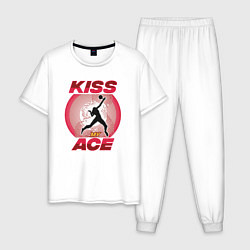 Пижама хлопковая мужская Kiss Ace, цвет: белый