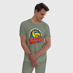 Пижама хлопковая мужская Волейбол - Тренер, цвет: авокадо — фото 2