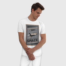 Пижама хлопковая мужская Космическое приключение, цвет: белый — фото 2