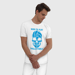Пижама хлопковая мужская Рождён для волейбола, цвет: белый — фото 2