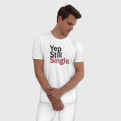 Пижама хлопковая мужская Yep, Still & Single, цвет: белый — фото 2