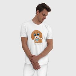 Пижама хлопковая мужская Собачка с бантиком, цвет: белый — фото 2
