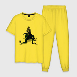 Пижама хлопковая мужская Злая кукуруза, цвет: желтый