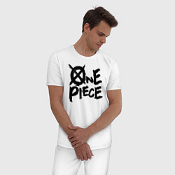 Пижама хлопковая мужская One Piece Большой куш лого, цвет: белый — фото 2