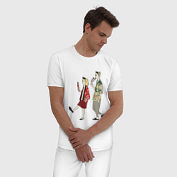 Пижама хлопковая мужская МИККИ И ДРАКЕН ДВА ДРУГА, цвет: белый — фото 2