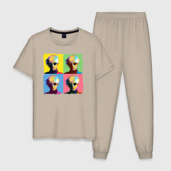 Пижама хлопковая мужская Коллаж Художника Andy Warhol, цвет: миндальный