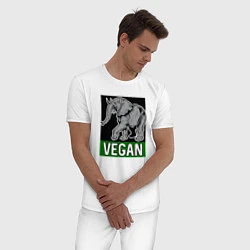 Пижама хлопковая мужская Vegan elephant, цвет: белый — фото 2