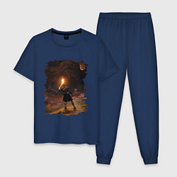 Пижама хлопковая мужская Elden ring концепт арт, цвет: тёмно-синий