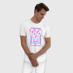 Пижама хлопковая мужская Онлайн игры, цвет: белый — фото 2