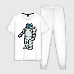 Пижама хлопковая мужская Космонавт, цвет: белый