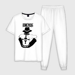 Пижама хлопковая мужская Портгас Д Эйс Пираты Белоуса One Piece, цвет: белый