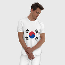Пижама хлопковая мужская Корея Корейский флаг, цвет: белый — фото 2