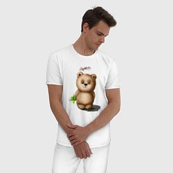 Пижама хлопковая мужская Медведь, цвет: белый — фото 2