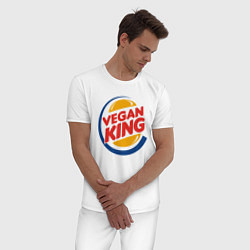 Пижама хлопковая мужская Vegan King, цвет: белый — фото 2