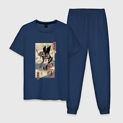 Пижама хлопковая мужская ЕВАНГЕЛИОН ДРЕВНЯЯ ГРАВЮРА, цвет: тёмно-синий