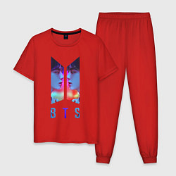 Пижама хлопковая мужская Logo BTS, цвет: красный