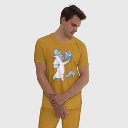 Пижама хлопковая мужская Unicorn Volleyball, цвет: горчичный — фото 2