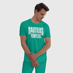 Пижама хлопковая мужская Nautilus Pompilius логотип, цвет: зеленый — фото 2