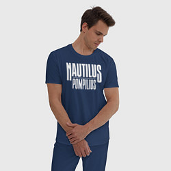 Пижама хлопковая мужская Nautilus Pompilius логотип, цвет: тёмно-синий — фото 2