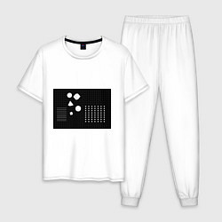 Пижама хлопковая мужская Черно-белые фигуры 3D, цвет: белый