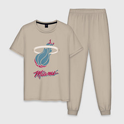 Пижама хлопковая мужская Miami Heat, цвет: миндальный