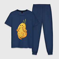 Пижама хлопковая мужская Милая картошка, цвет: тёмно-синий
