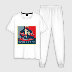 Пижама хлопковая мужская Poker face, цвет: белый