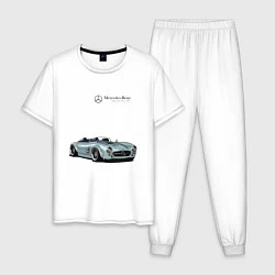 Пижама хлопковая мужская Mercedes Benz Gullwing Speedster Skylik, цвет: белый