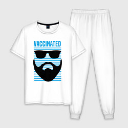 Пижама хлопковая мужская Vaccinated, цвет: белый