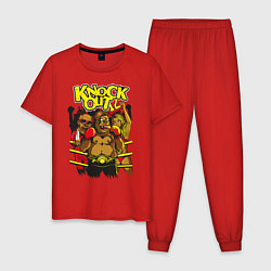 Пижама хлопковая мужская Горилла боксёр, цвет: красный