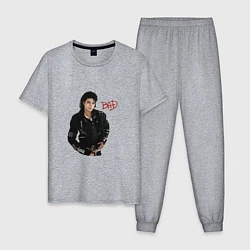 Пижама хлопковая мужская BAD Майкл Джексон, цвет: меланж