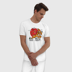 Пижама хлопковая мужская Тигр в закате, цвет: белый — фото 2