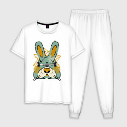 Пижама хлопковая мужская Безумный кролик, цвет: белый