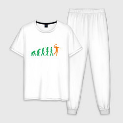 Пижама хлопковая мужская Эволюция волейбола, цвет: белый