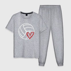 Пижама хлопковая мужская Love Volleyball, цвет: меланж