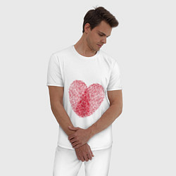 Пижама хлопковая мужская Отпечаток на сердце, цвет: белый — фото 2