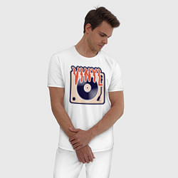 Пижама хлопковая мужская Винил Vinyl DJ, цвет: белый — фото 2