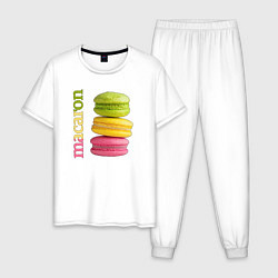 Пижама хлопковая мужская Macaron, цвет: белый