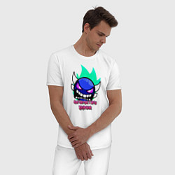 Пижама хлопковая мужская Geometry Dash, цвет: белый — фото 2