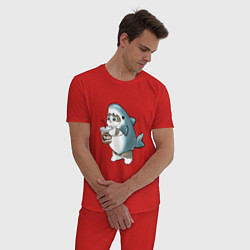 Пижама хлопковая мужская Котоакула, цвет: красный — фото 2