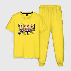 Пижама хлопковая мужская Tigers, цвет: желтый