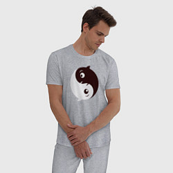 Пижама хлопковая мужская Инь Ян дельфины, цвет: меланж — фото 2