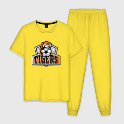 Пижама хлопковая мужская Football Tigers, цвет: желтый