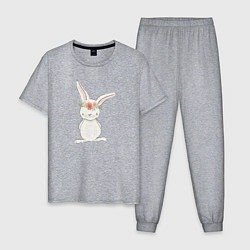 Пижама хлопковая мужская Милый кролик, цвет: меланж