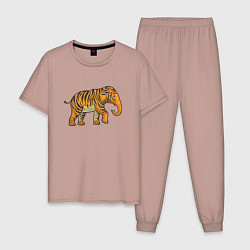 Пижама хлопковая мужская Тигровый слон, цвет: пыльно-розовый