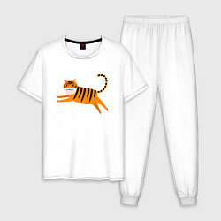Пижама хлопковая мужская Jumping Tiger, цвет: белый